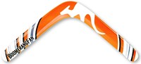 Boomerang Fan boomerang en bois gaucher 28cm orange-blanc portée 25m