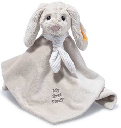Steiff pluche Hoppie rabbit comforter, light grey - 26 cm