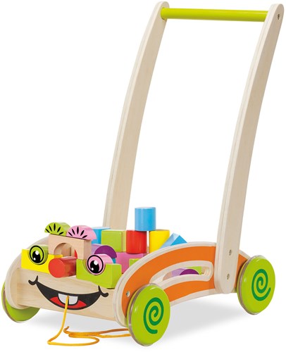 Eichhorn chariot de marche en bois activity avec blocs - jouet à pousser-2