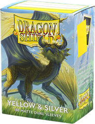 Asmodee Kartenhüllen Dragon Shield Matte Dual Gelb & Silber 100 Stück