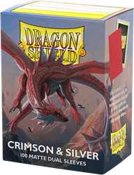 Asmodee Kartenhüllen Dragon Shield Matte Dual Crimson & Silver 100 Stück Kartenschutz
