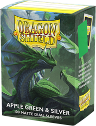 Asmodee Kartenhüllen Dragon Shield Matte Dual Apple Green & Silver 100 Stück