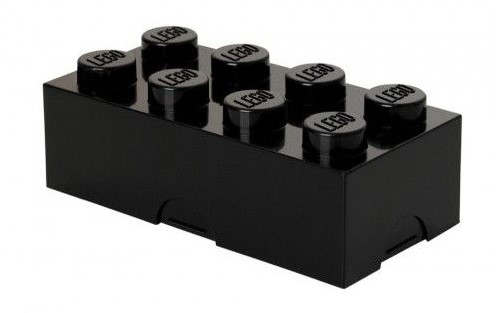 Room Copenhagen 5706773402335 Lego Brotdose mit 8 Noppen, Kleine Aufbewahrungsbox, Stiftebox, schwarz, Black, one size