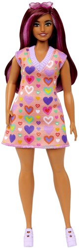 Barbie Puppe Modepuppe Herzchenkleid dunkles Haar - Spielzeugpuppe-2