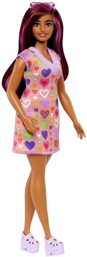 Barbie Puppe Modepuppe Herzchenkleid dunkles Haar - Spielzeugpuppe-3