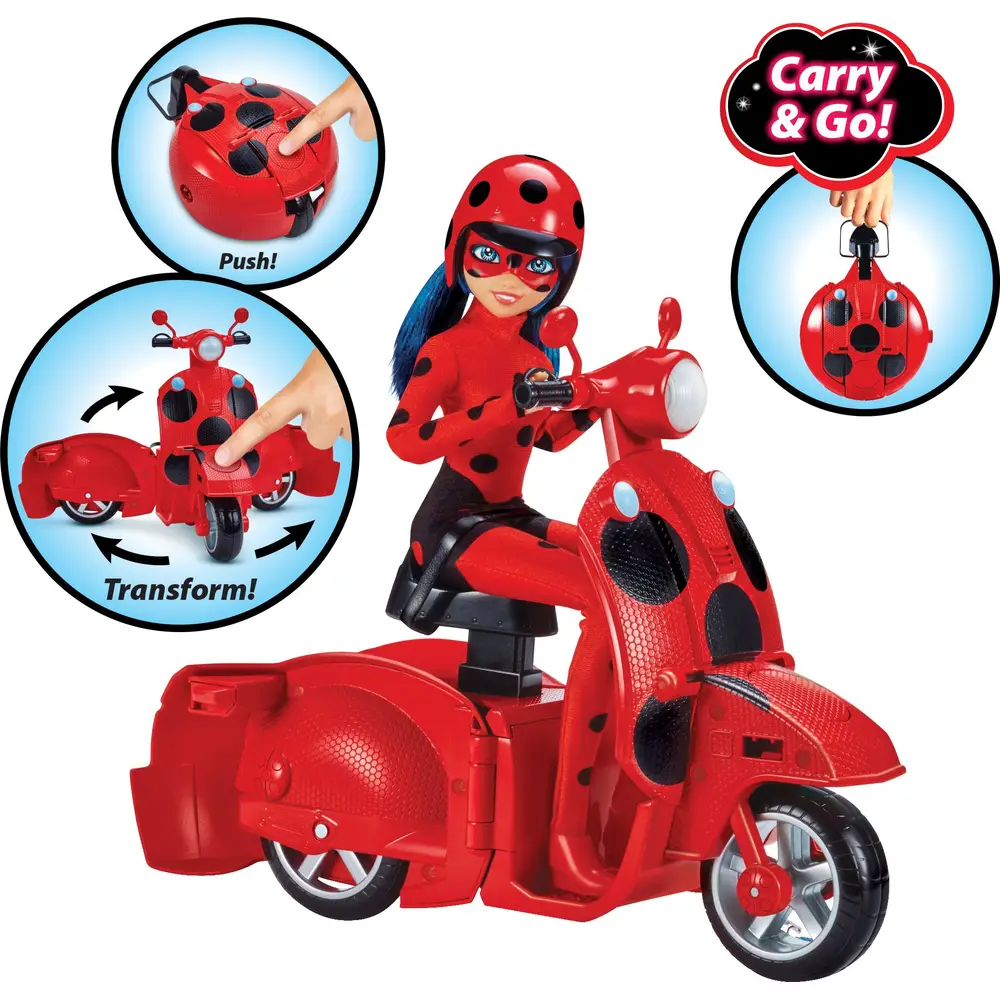 Bandai Miraculous Ladybug Spielset - Scooter mit Puppe 26 cm - Kinderspielzeug