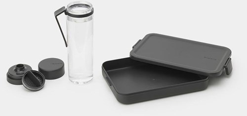 Brabantia boîte à lunch et gourde - plastique - gris foncé - réutilisable-3