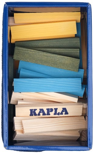 Kapla Bauset - Holz Konstruktionsspielzeug 120 Bausteine blau, gelb, grün-3