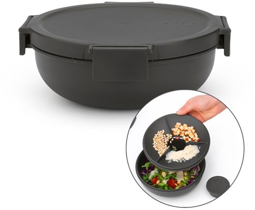 Brabantia Salatschüssel Make & Take 1,3L dunkelgrau - Lunchbox