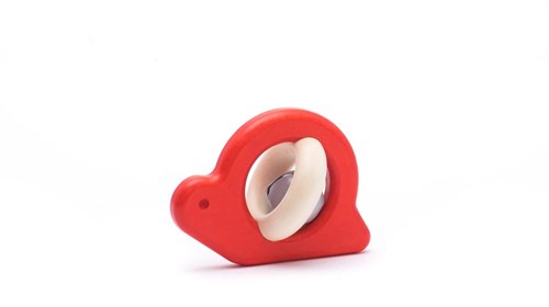 Bajo hochet en bois escargot - rouge jouet bébé durable