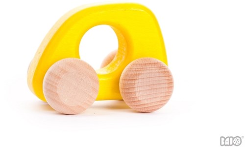 Bajo Holzspielzeugauto Mini Gelb - nachhaltiges Holzauto für Kinder