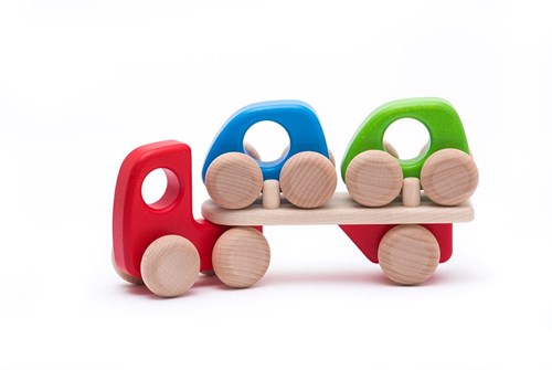BAJO houten Autotransporter. 21x5,2x10,5 cm. 1+