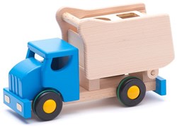 Bajo Sortierkipplaster - Blaues Holzspielzeugauto für Kinder