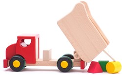 Bajo Holz-Kippwagen Lernspielzeug mit Bausteinen - 26 cm