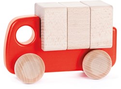 Bajo Holz-LKW mit Bausteinen - nachhaltiges Spielzeug gelb