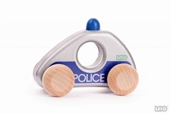 Bajo Holz Polizeiauto - Blaues Spielzeugauto für Kinder