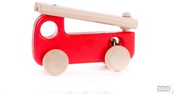 Bajo Holz-Feuerwehrauto mit Alarmglocke - Spielzeugauto 15 cm