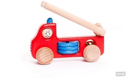 Bajo camion de pompier en bois jouet de luxe - 15 cm