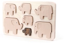 Bajo puzzle de formes en bois Éléphants - jouet éducatif 7 pièces