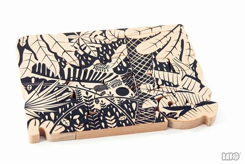 Bajo puzzle en bois Jungle double face - jouet éducatif 10 pièces-2