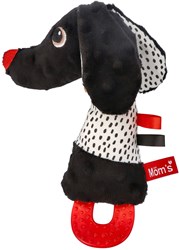Mom's Care Baby Beißspielzeug Jami Hund schwarz-weiß mit Quietscher