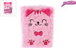Glamour fluffy cat notitieboek A5 80blz roze 16x3x22cm