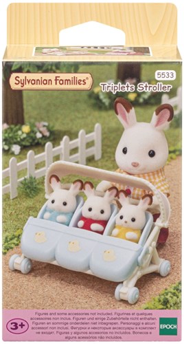 Sylvanian Families landau triplés accessoires maison de poupée bleu-2