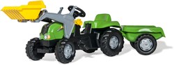 Rolly Toys tracteur à pédales avec remorque - Tracteur jouet vert enfant