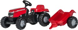 Rolly Toys Massey Ferguson tracteur à pédales avec remorque rouge - tracteur jouet