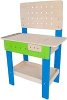 Hape Meister-Werkbank | Preisgekrönte Werkzeugbank für Kinder aus Holz Spielzeug Spiel kreatives Bauen, Höhenverstellbar 35-teilige Werkstatt für Kleinkinder-2