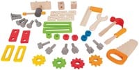 Hape Meister-Werkbank | Preisgekrönte Werkzeugbank für Kinder aus Holz Spielzeug Spiel kreatives Bauen, Höhenverstellbar 35-teilige Werkstatt für Kleinkinder-3