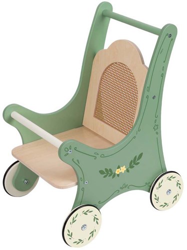 Classic World Holz Puppenwagen Vintage Stil FSC Blumen grün-3