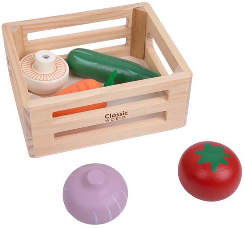 Classic World caisse de légumes en bois jouet pour enfants-3