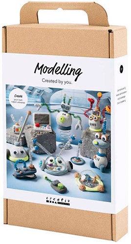 Creativ Company Knetspielzeugset Roboter blau rot grau versilbert-3