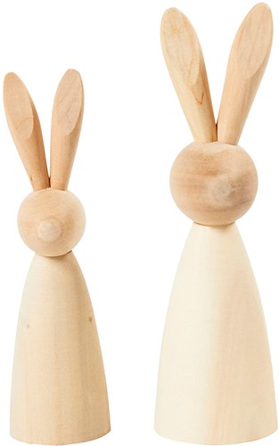 Creativ Company Holzhasen Deko Set 2 Stück natur für Bastelspaß-2