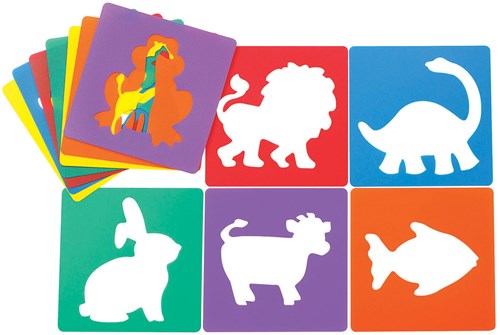 Colorations Tier Schablonen Set - wiederverwendbares Bastelmaterial 12 Stück