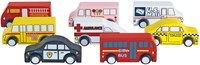 Colorations Holzspielzeug Lastwagen Set - 10 Stück - Holzfahrzeuge