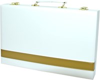 HOT Games Backgammon Spielkoffer 38 cm weiß mit goldener Zierleiste klassisches Brettspiel-3