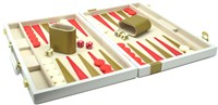 HOT Games Backgammon Spielkoffer 38 cm weiß mit goldener Zierleiste klassisches Brettspiel-2