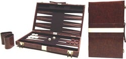 HOT Games Backgammonkoffer 38 cm braun/weiß/braun