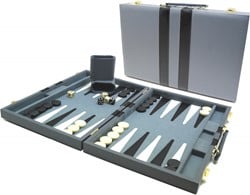 HOT Games Backgammonkoffer 38 cm Grau/Schwarz