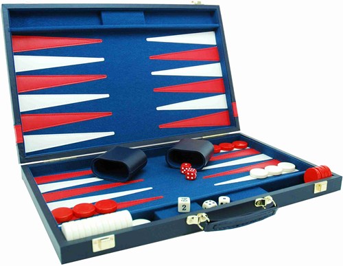 HOT Games Backgammon-Koffer Blau Vinyl 46x30 cm.-2