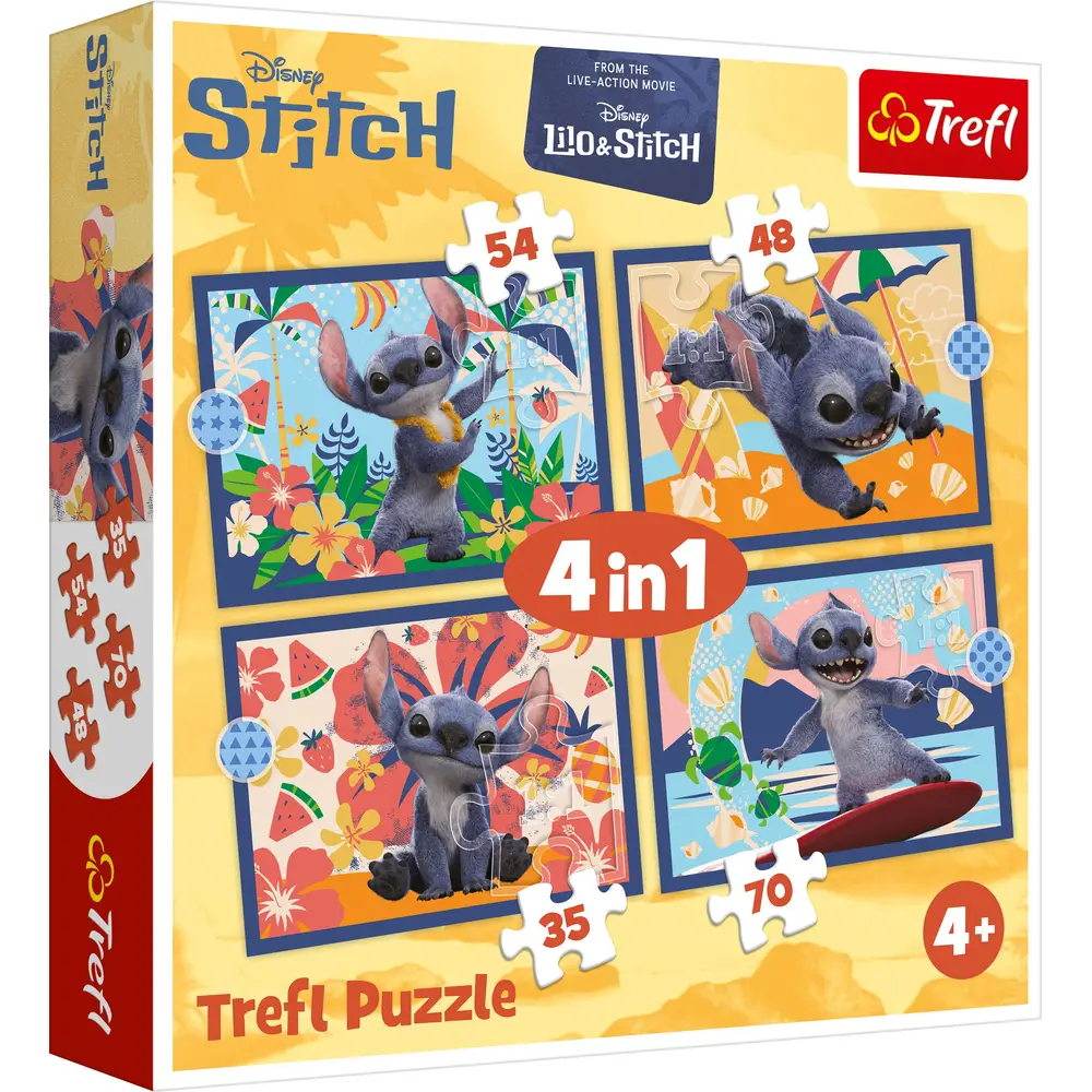 Puzzel 4 in 1 Stitch 35+48+54+70 stukjes