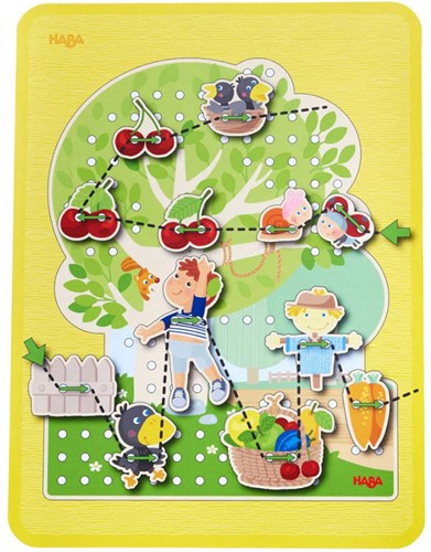 HABA 306082 - Fädelspiel Obstgarten, Fädelspiel ab 3 Jahren
