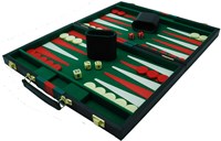 HOT Games Backgammonkoffer 38 cm. Schwarz Grün Rot-3