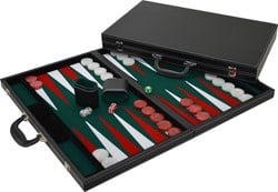 HOT Games Backgammon eingefasstes Filz 38cm grün/rot.