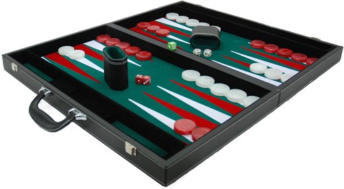 HOT Games Backgammonkoffer Schwarz/Grün Ingel.53x8-2