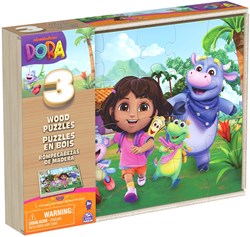 Dora 3pack Houten Puzzel In Houten Doos  (3x24 Stukjes)