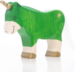 Lilu licorne jouet en bois poney vert FSC peint à la main 12,5cm