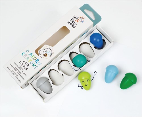 Haku Yoka Wachsmalkreiden Eichelform - Set mit 6 bunten Malstiften-2